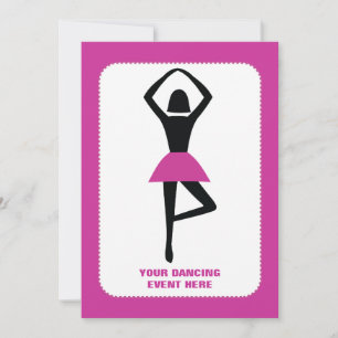 Dancing ballerina black, shock rosa anpassningsbar inbjudningar
