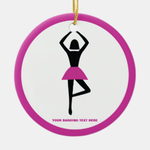 Dancing ballerina black, shock rosa anpassningsbar julgransprydnad keramik