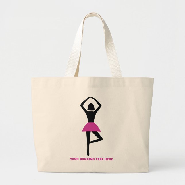 Dancing ballerina black, shock rosa anpassningsbar jumbo tygkasse (Framsidan)