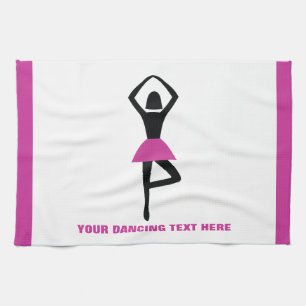 Dancing ballerina black, shock rosa anpassningsbar kökshandduk