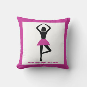 Dancing ballerina black, shock rosa anpassningsbar kudde