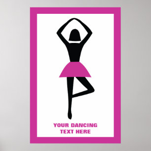 Dancing ballerina black, shock rosa anpassningsbar poster