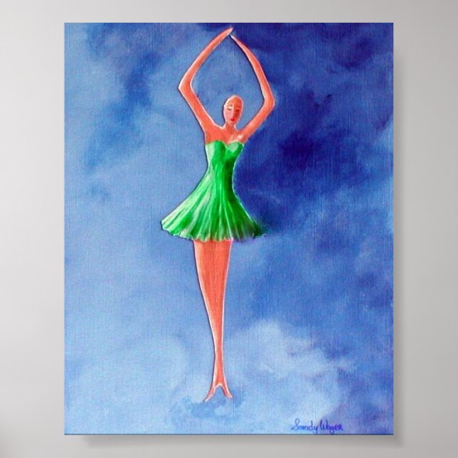 Dancing Ballerina, Grönt Poster (Framsidan)