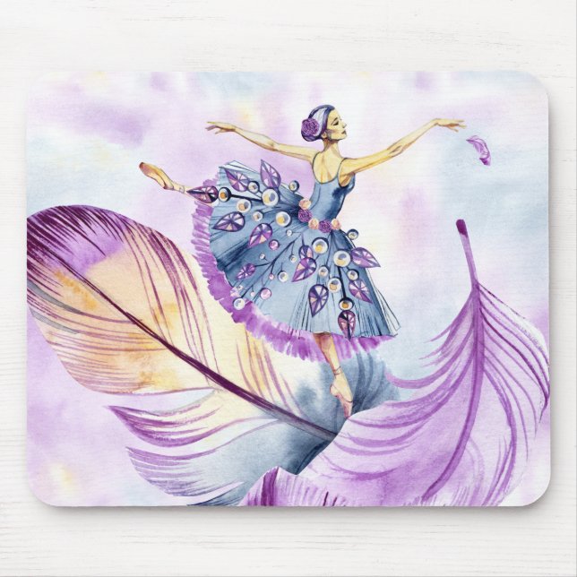 Dancing Ballerina in Lavender Blue med Feathers Musmatta (Framsidan)