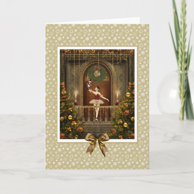 Dancing Ballerina och Nutcracker Blank Card Helgkort (Framsida)