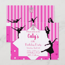 Dancing Ballerina silhouette Birthday Investigatio Inbjudningar