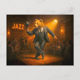 Dancing Bear Sten a Jazz Klubb Helg Vykort