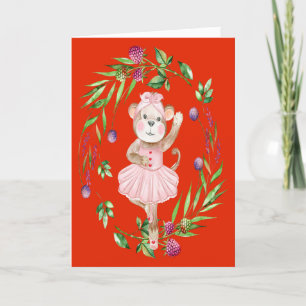 Dancing Bear Valentine Card för unga flickor Tack Kort