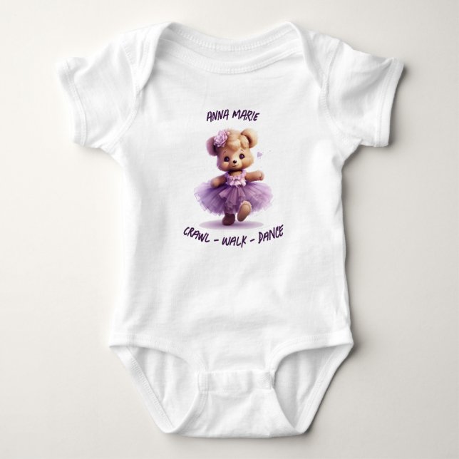 Dancing Bear White Baby T-Shirt (Framsida)