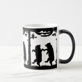 Dancing Bears Black Silhouette Magisk Mugg