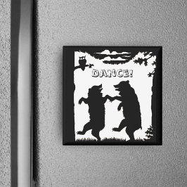 Dancing Bears Black Silhouette Magnet