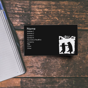 Dancing Bears Black Silhouette Visitkort