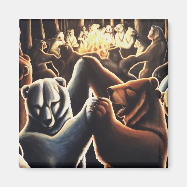 Dancing Bears Fridge Magent Party Animal Art Gifts Magnet (Framsidan)