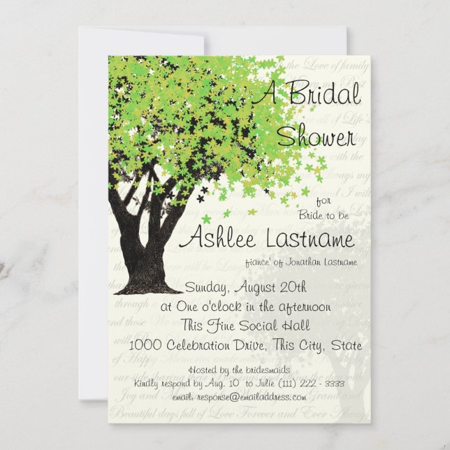 Dancing Blooms Träd Möhippa Inbjudningar (Framsida)