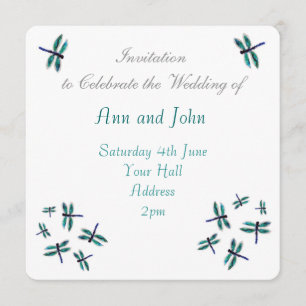 Dancing Blue Dragonfly Wedding bjudande Inbjudningar