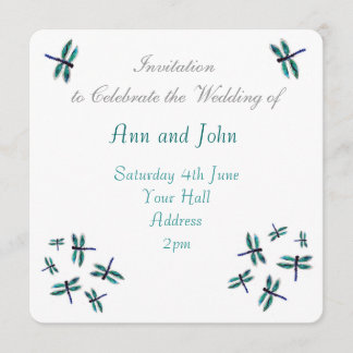 Dancing Blue Dragonfly Wedding bjudande Inbjudningar