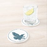 Dancing Blue Raven Underlägg<br><div class="desc">En enkel,  blå silhuettliknande bild av en levande korv (Corvus corax) som görs i Norse-Celtic stil.</div>
