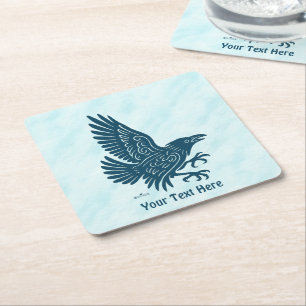 Dancing Blue Raven Underlägg Papper Kvadrat