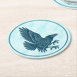 Dancing Blue Raven Underlägg Papper Rund