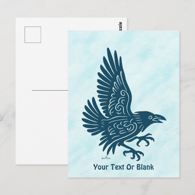 Dancing Blue Raven Vykort (Fram/baksida)