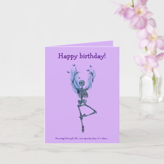 Dancing Blue Skeleton Humorous Happy Birthday Kort