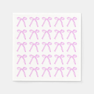 Dancing Bows Cocktail Napkin i Party Rosa Pappersservett