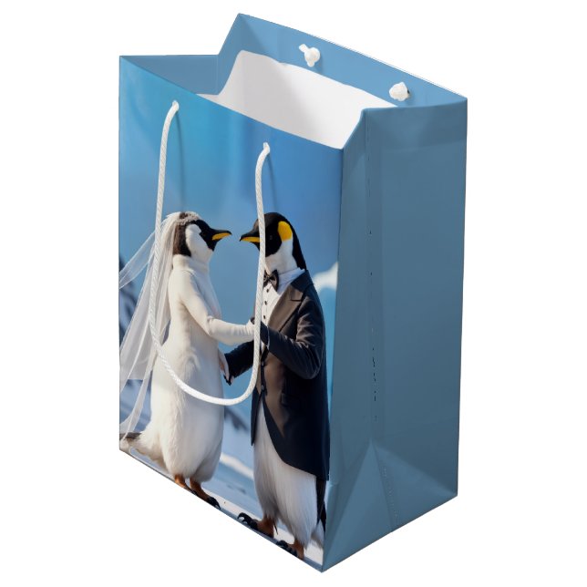 Dancing Bride and Groom Penguins (Framsidan Vinklad)
