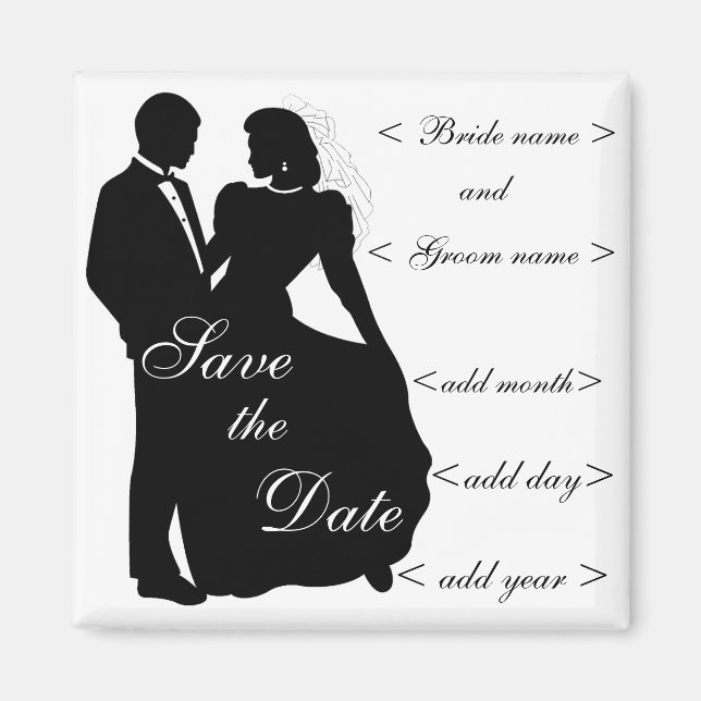 Dancing Bride and Groom Silhouette Favors Magnet (Framsidan)