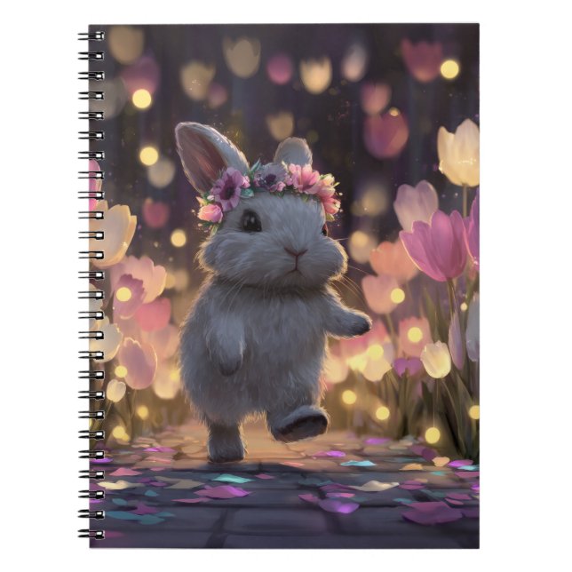 Dancing Bunny Twilight Tulip Notebook Anteckningsbok (Framsidan)