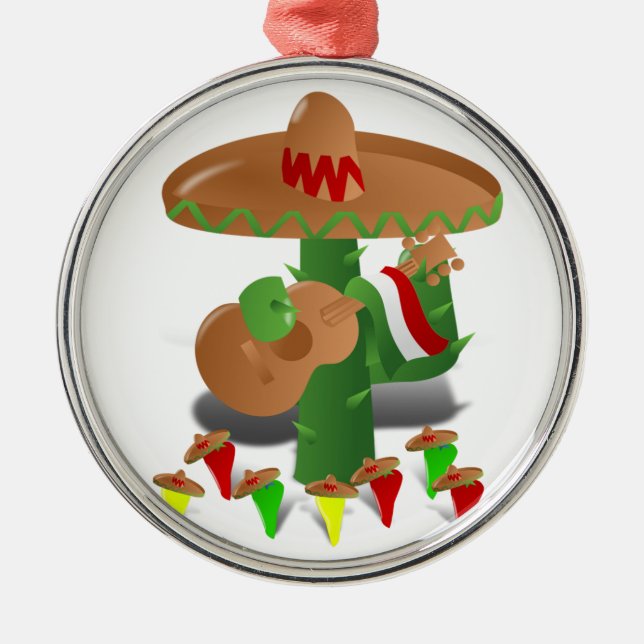 Dancing Cactus med Guitar Fiesta Julgransprydnad Metall (Framsidan)