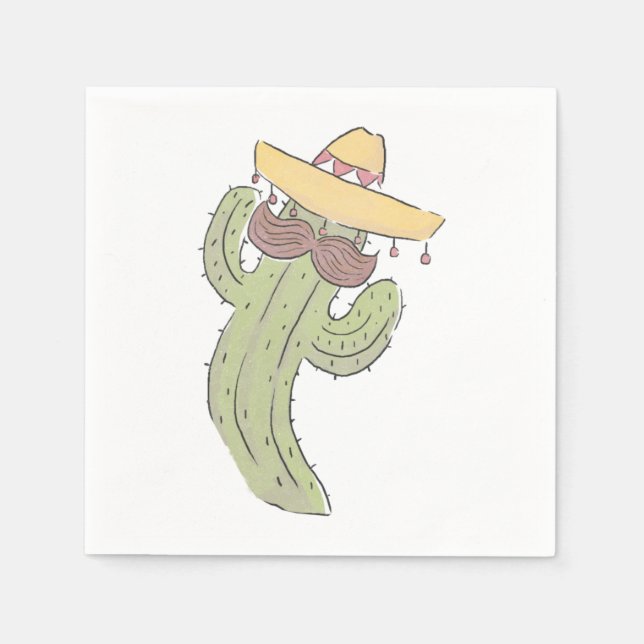 Dancing Cactus med Mustache i Sombrero Pappersservett (Framsidan)