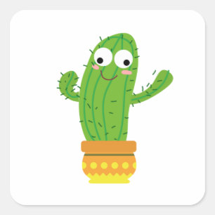 Dancing Cactus Sticker Fyrkantigt Klistermärke