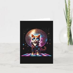 Dancing Cat Disco Boll Kitten Kattunge Älskare Fun Kort