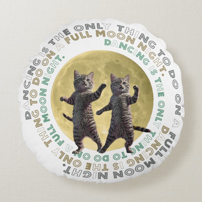 dancing cats-1 rund kudde (Framsidan)