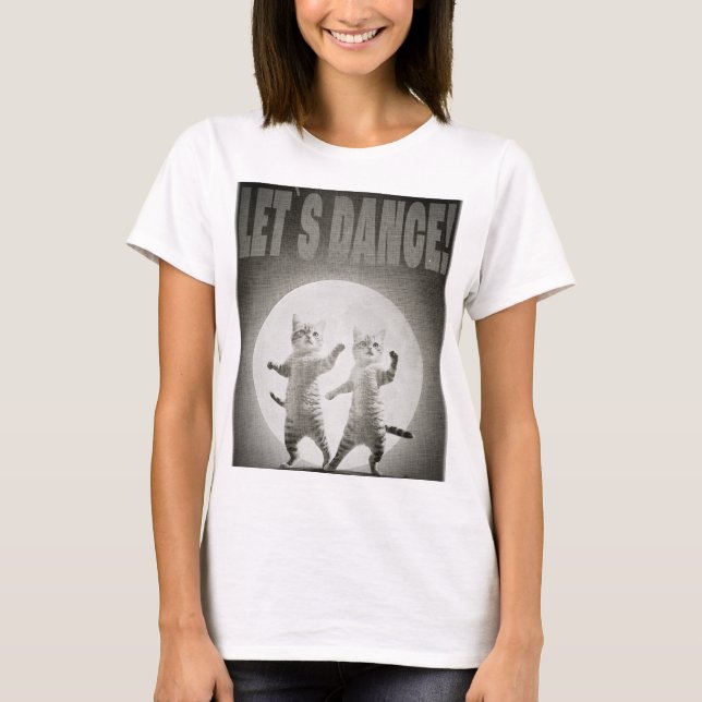 dancing cats-2-BW T Shirt (Framsida)