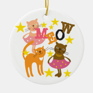 Dancing Cats Julgransprydnad Keramik