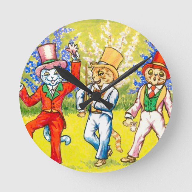 Dancing Cats Rund Klocka (Framsida)