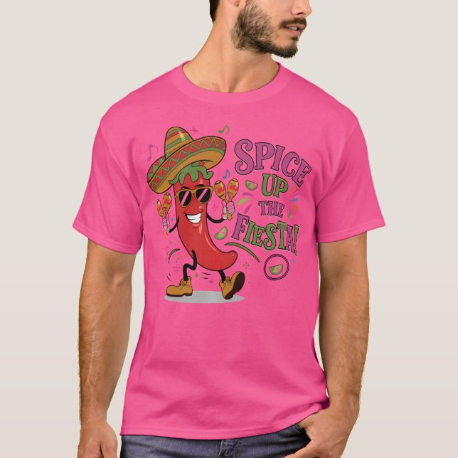 Dancing Chili Pepper Sombrero Maracas Cinco De May T Shirt (Framsida)