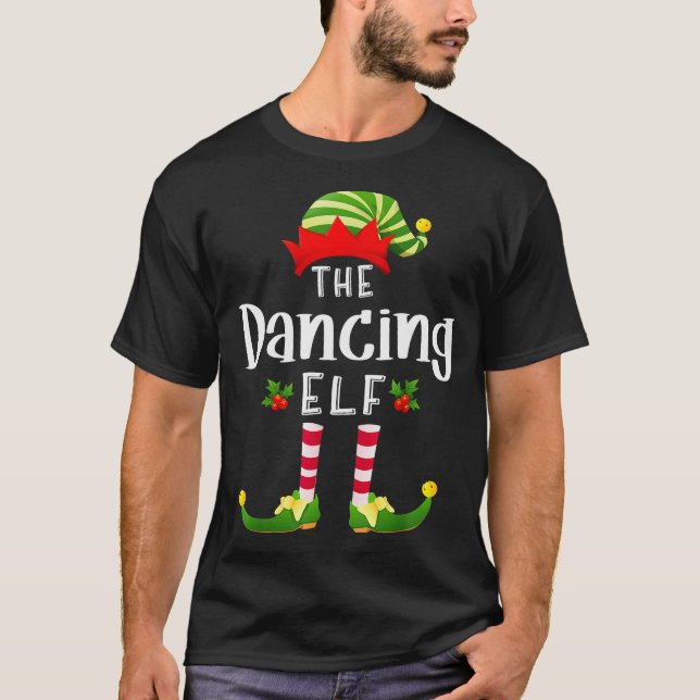 Dancing Christmas Elf Matching Pajama X-mas Party  T Shirt (Framsida)