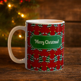Dancing Christmas Trees Merry Christmas! Pattern Kaffemugg