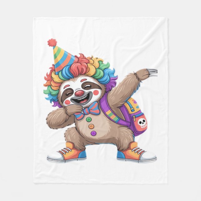 Dancing Clown Dabbing Spooky Halloween sloth Overs Fleecefilt (Framsidan)