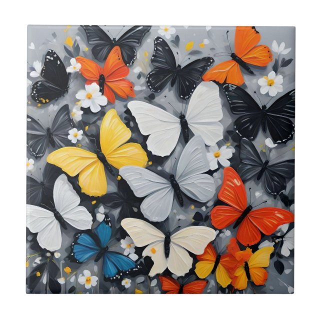 Dancing Colorful Butterfly Acrylic Art. Kakelplatta (Framsidan)