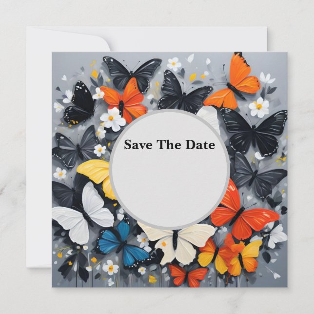 Dancing Colorful Butterfly Acrylic Art. Spara Datumet (Framsida)