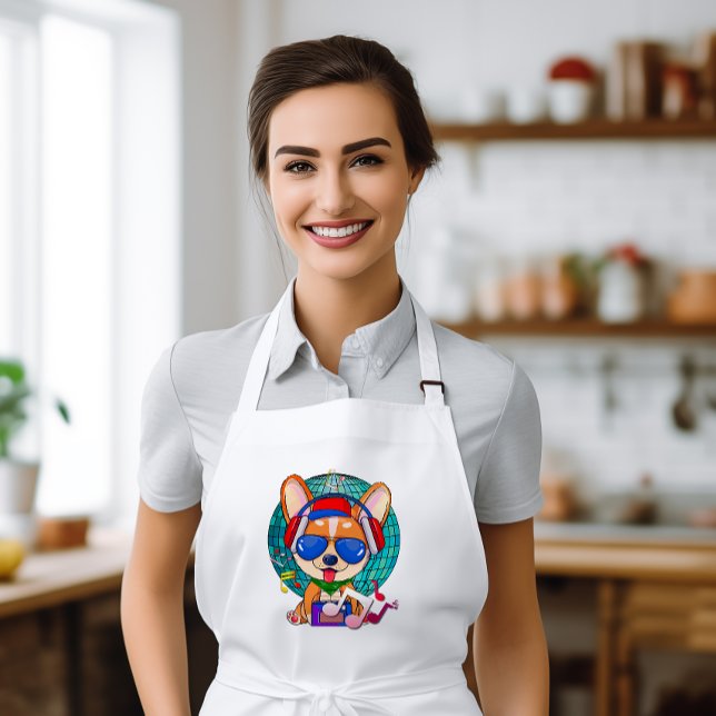 Dancing Corgi Kawaii Cute Långt Förkläde (Dancing Corgi Apron)
