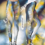 Dancing Cosmc ljus Leggings<br><div class="desc">Fotografi över abstraktens långa exponering: färgstark vibrerande ljus objekblå bakgrund. Coolans helgdag eller underbara personlig. Du kan ersätta texten "Låt oss party!" med ditt eget meddelande.</div>