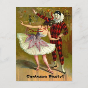 Dancing Couple Halloween Costume Party bjudande in Vykort