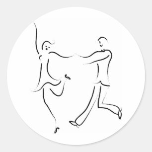 Dancing Couple Sketch Runt Klistermärke