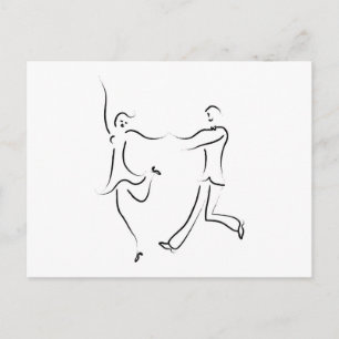 Dancing Couple Sketch Vykort