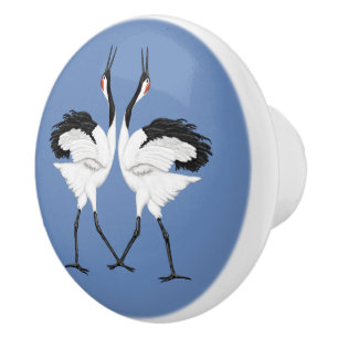 Dancing Cranes Ceramic Knob Knopp