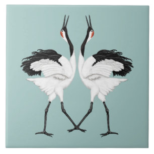 Dancing Cranes Tile Kakelplatta